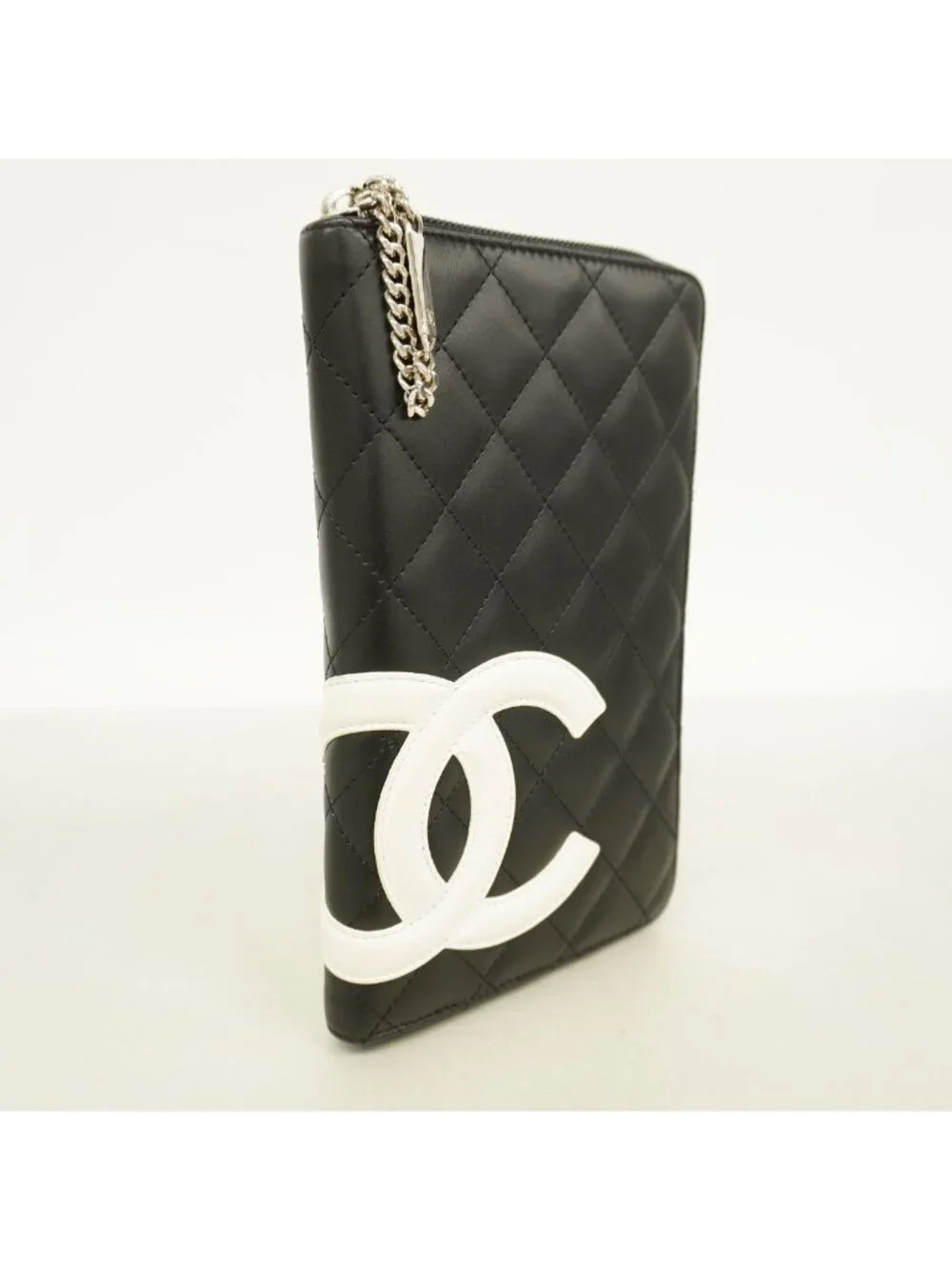 Chanel Wallet Cambon Lambskin Black Silver